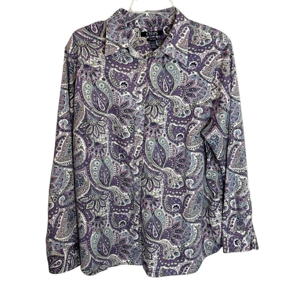 Chaps purple floral Paisley women’s button down shirt size 2X purple